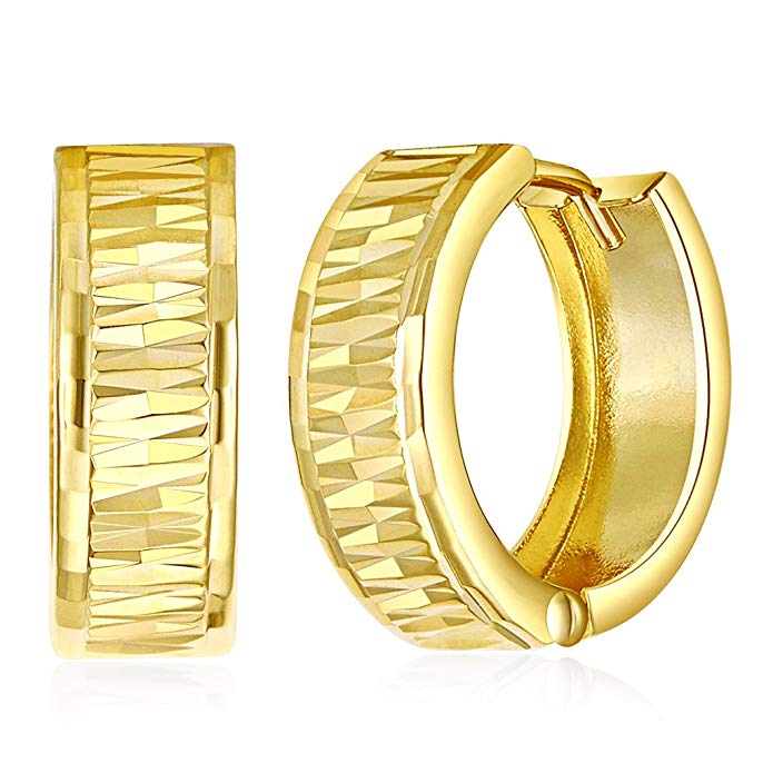 Wellingsale Ladies 14k Yellow Gold Polished 5mm Huggies Hoop Earrings (15mm Diameter)