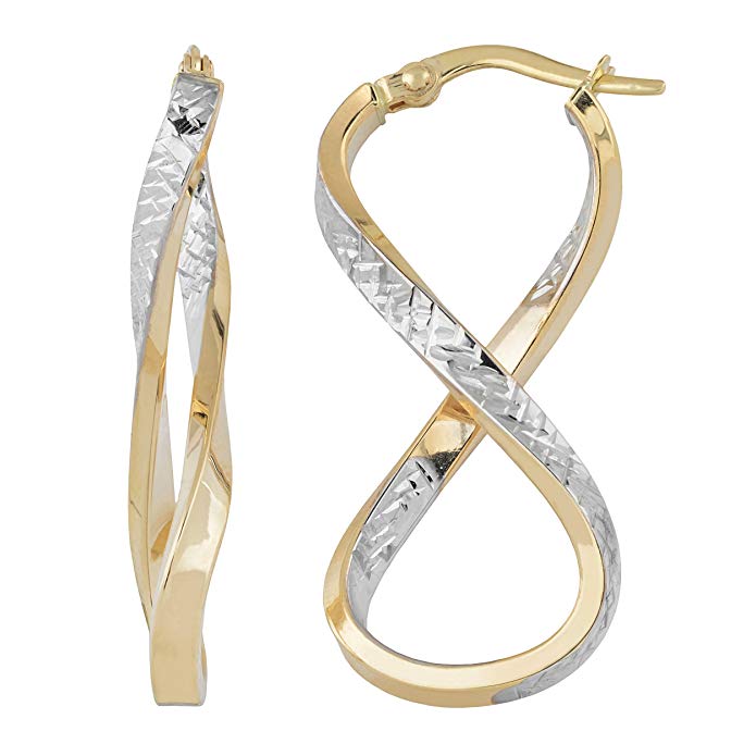 14k Two-Tone Gold Infinity Hoop Earrings