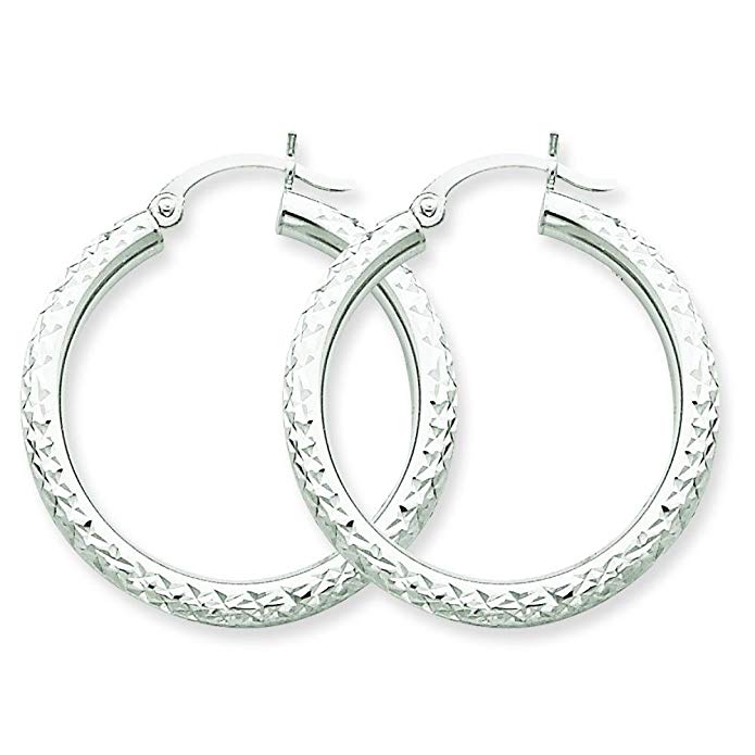 14K White Gold Hoop Earrings Jewelry