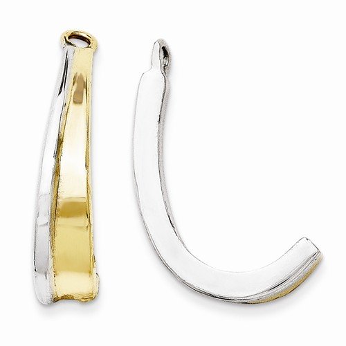 14k Yellow & White Two Tone Gold J Hoop Earring Jackets (18mm x 4mm)