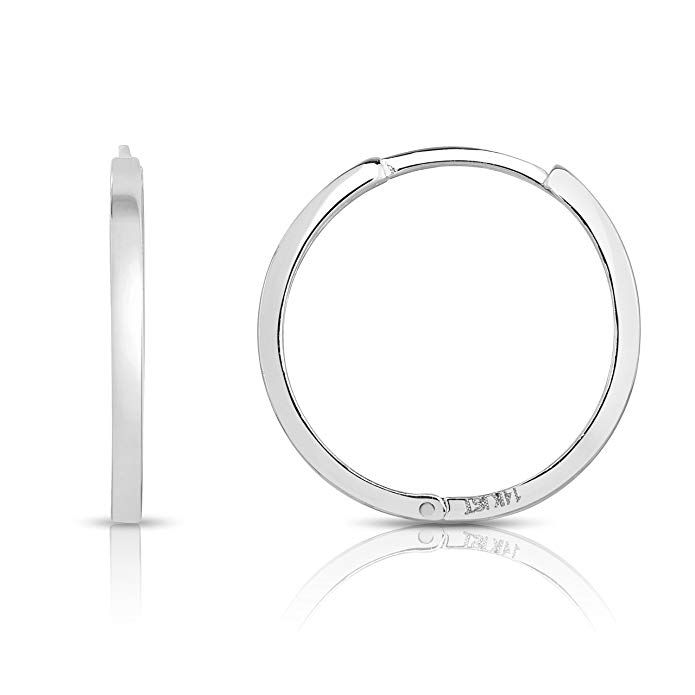 MCS Jewelry 14 Karat Solid White Gold Endless Hoop Earrings (Diameter: 20 mm)