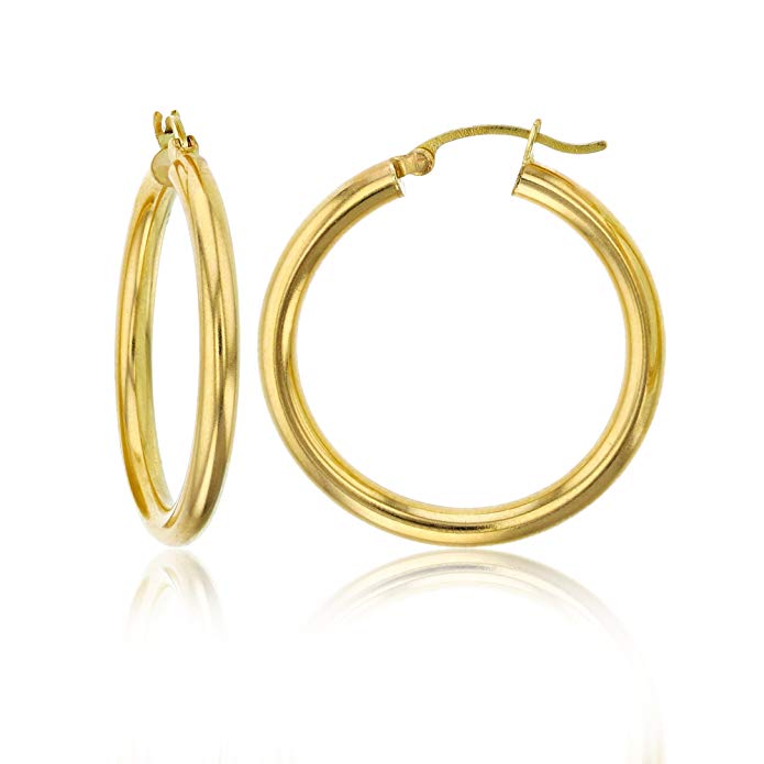 14K Yellow Gold Polished Hoop Earrings (yellow-gold)